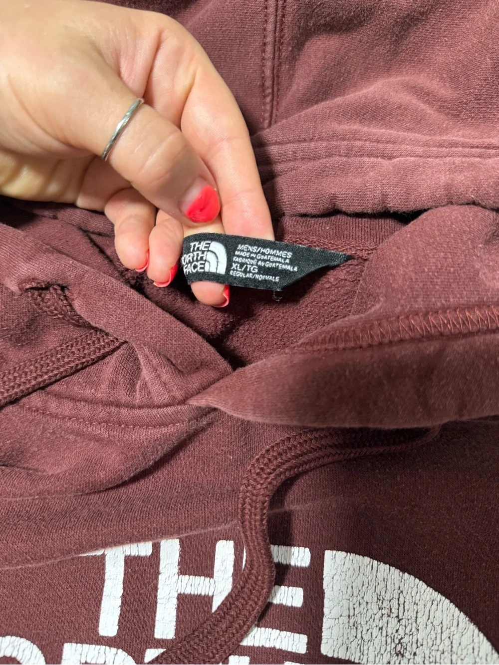 The North Face Men’s XL Brown Pullover Hoodie Logo Sweatshirt Kangaroo Pocket